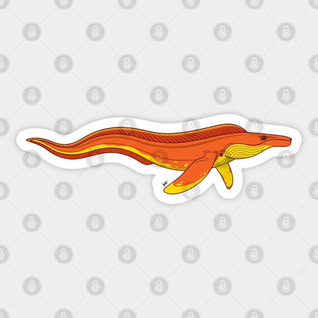 Orange Humpmouth Eel Sticker by Munchbud Ink